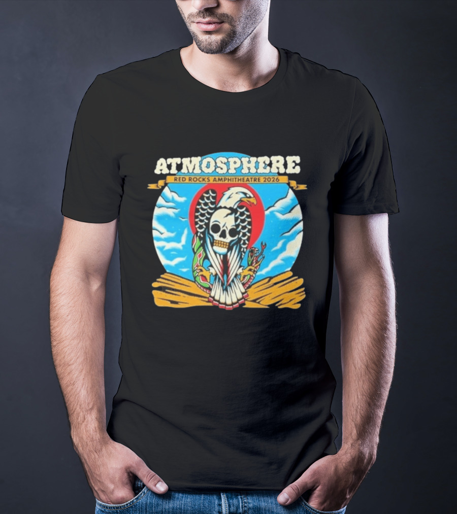 Atmosphere Red Rocks Amphitheatre 2026 Eagle Skull Clouds T-Shirt