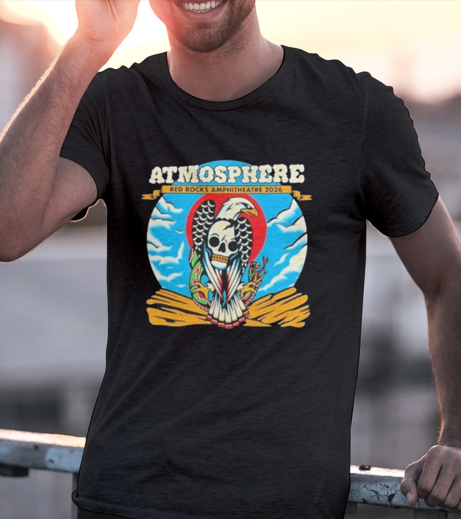 Atmosphere Red Rocks Amphitheatre 2026 Eagle Skull Clouds T-Shirt