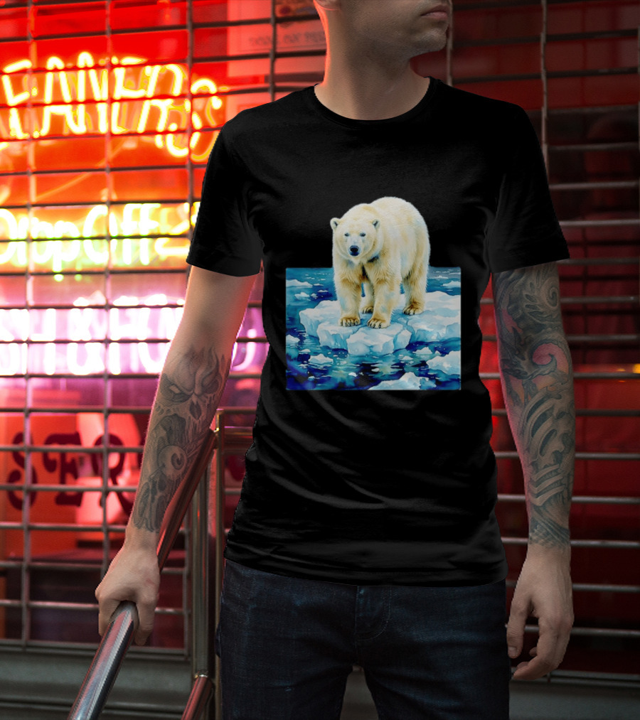 Majestic Polar Bear On Melting Iceberg Arctic Wildlife Scene T-Shirt