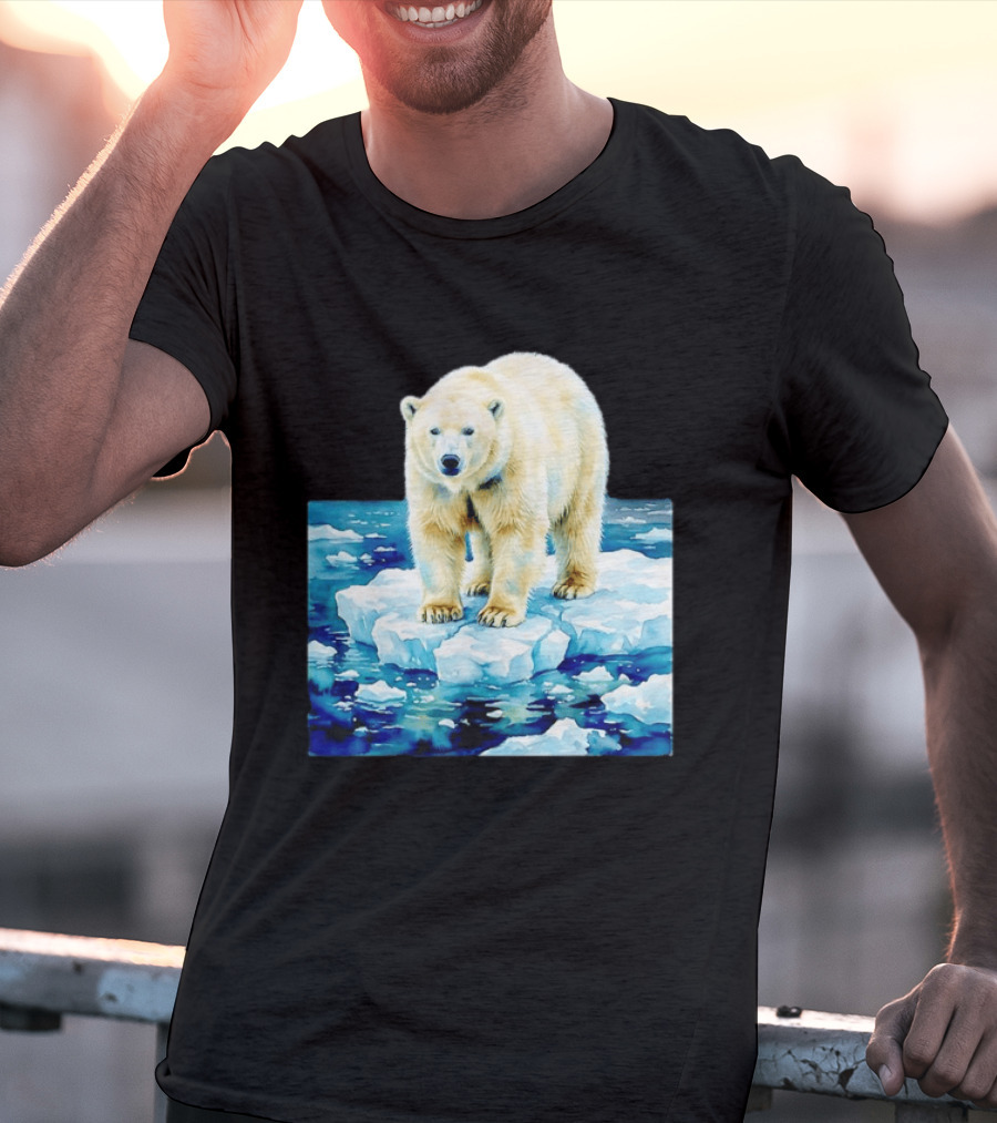 Majestic Polar Bear On Melting Iceberg Arctic Wildlife Scene T-Shirt