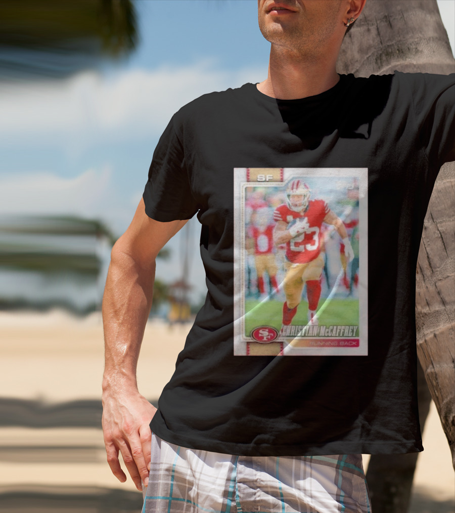 Christian McCaffrey SF 49ers Running Back No 23 NFL Player Card T-Shirt