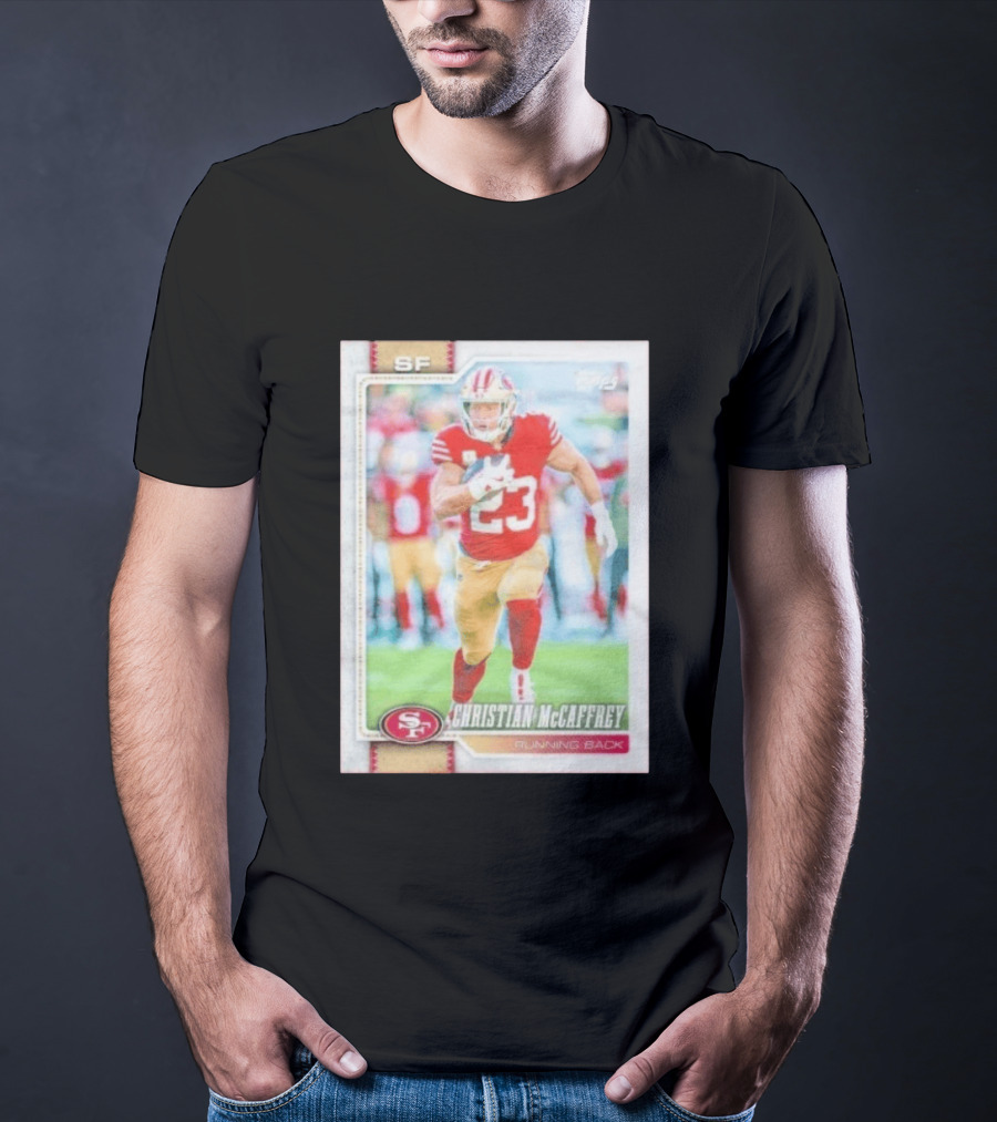 Christian McCaffrey SF 49ers Running Back No 23 NFL Player Card T-Shirt