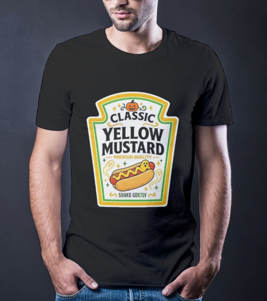 Classic Yellow Mustard Premium Quality Halloween Hot Dog Shake Gently T-Shirt