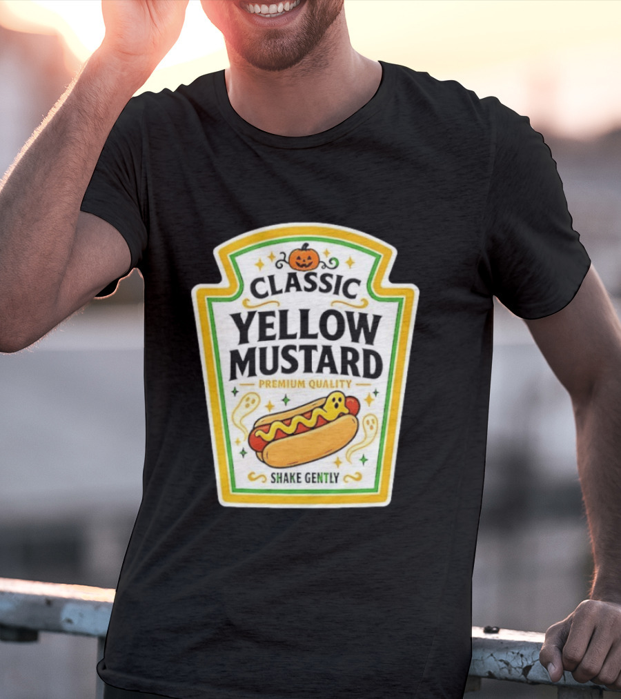 Classic Yellow Mustard Premium Quality Halloween Hot Dog Shake Gently T-Shirt