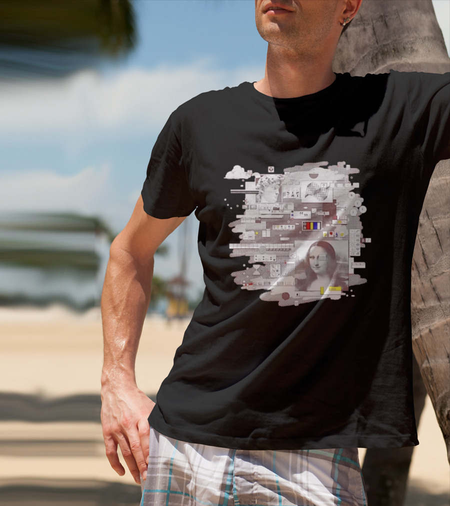 Mona Lisa Michelangelo David Digital Collage T-Shirt