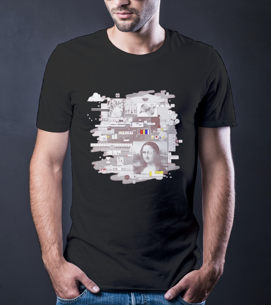 Mona Lisa Michelangelo David Digital Collage T-Shirt