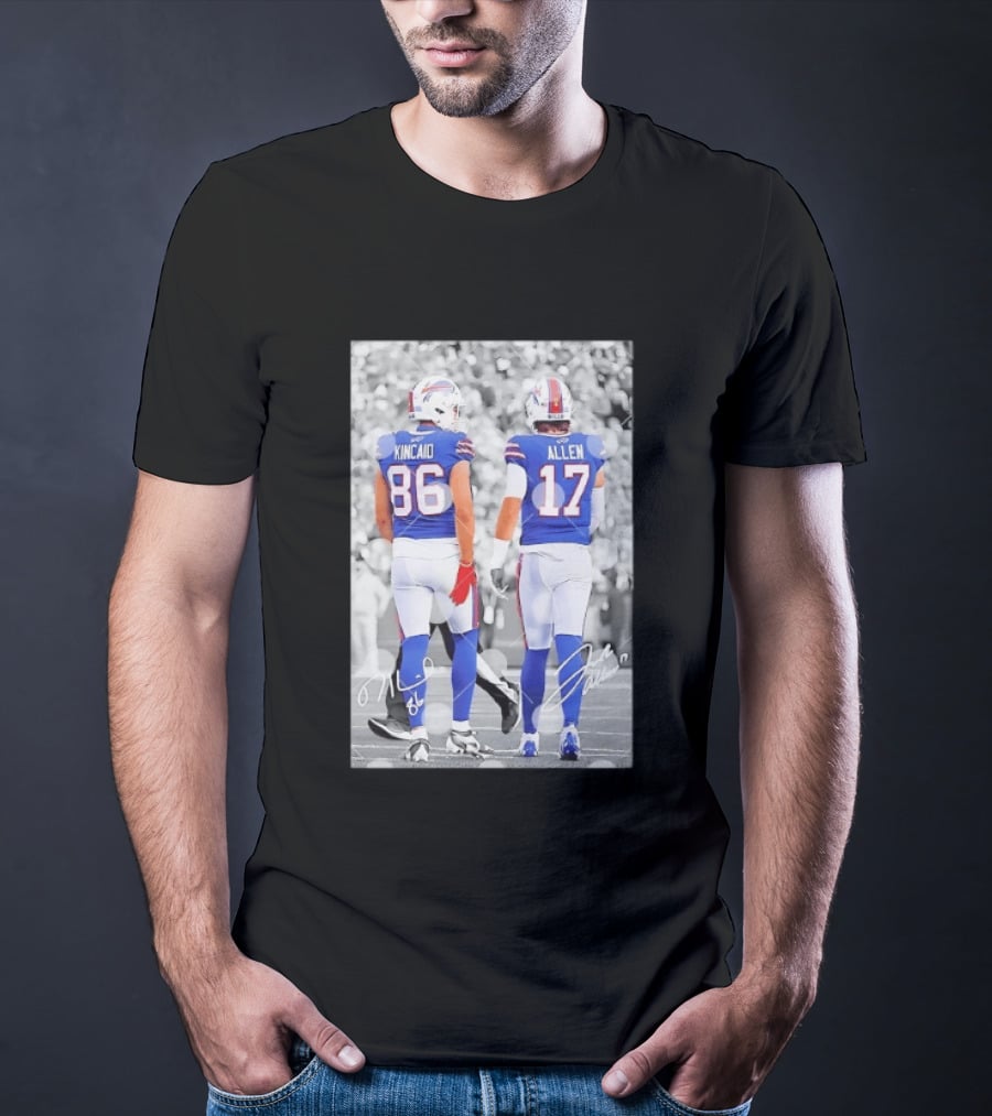 Buffalo Bills Dalton Kincaid 86 And Josh Allen 17 NFL Football Team Players T-Shirt