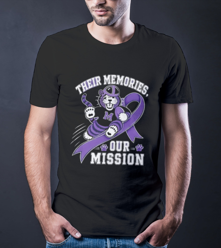 Their Memories Our Mission Purple Football Helmet Ribbon M Tiger Paw T-Shirt