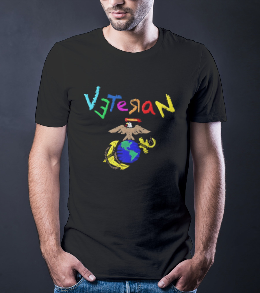 Veteran Eagle Globe And Anchor Colorful Military T-Shirt