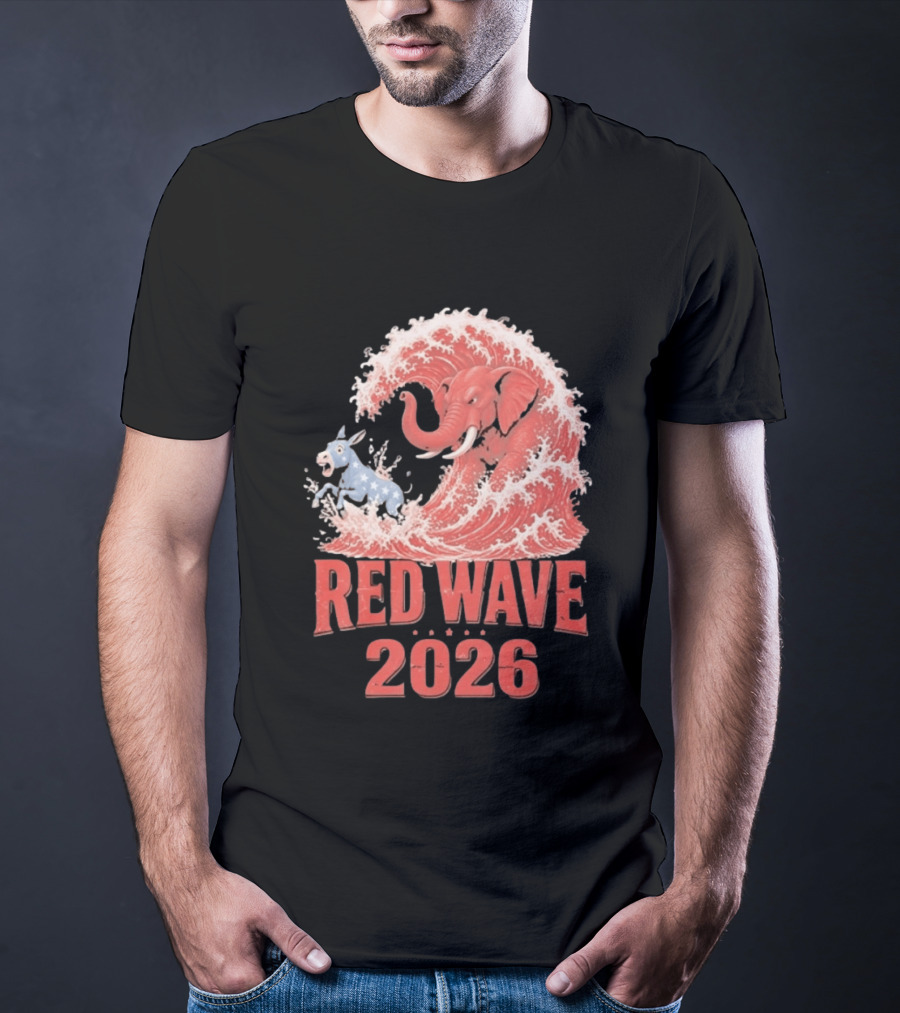 Red Wave 2026 Republican Elephant Vs Donkey Political T-Shirt