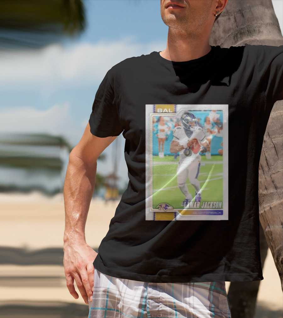 BAL Ravens Lamar Jackson No 8 Quarterback Football Card 2026 T-Shirt