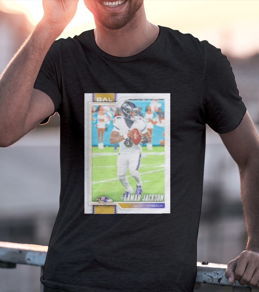 BAL Ravens Lamar Jackson No 8 Quarterback Football Card 2026 T-Shirt