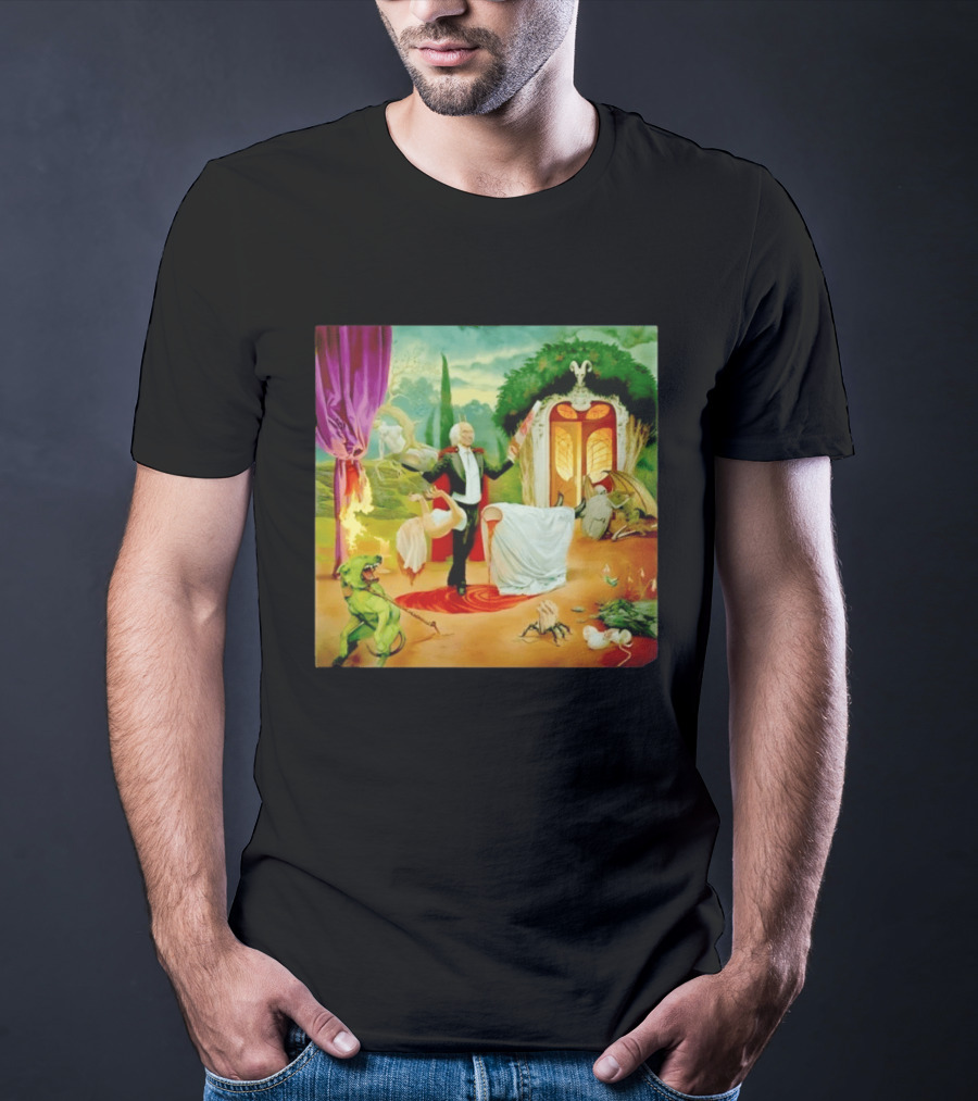 Surreal Magician Gothic Horror Sawing Woman In Half Fantasy Scene T-Shirt