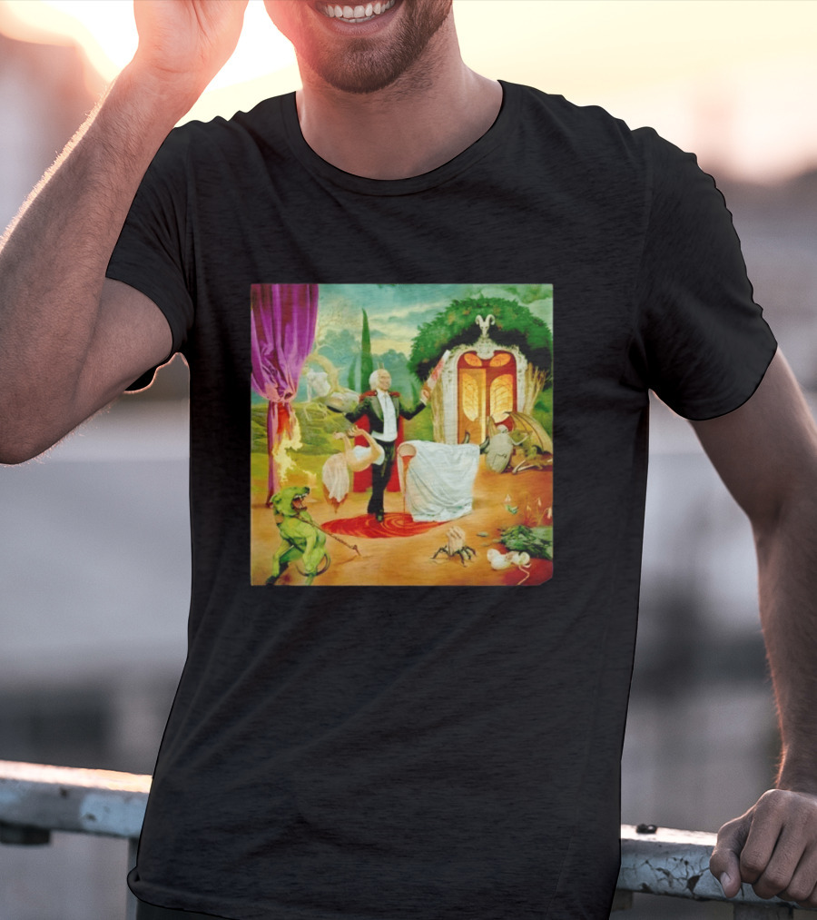 Surreal Magician Gothic Horror Sawing Woman In Half Fantasy Scene T-Shirt