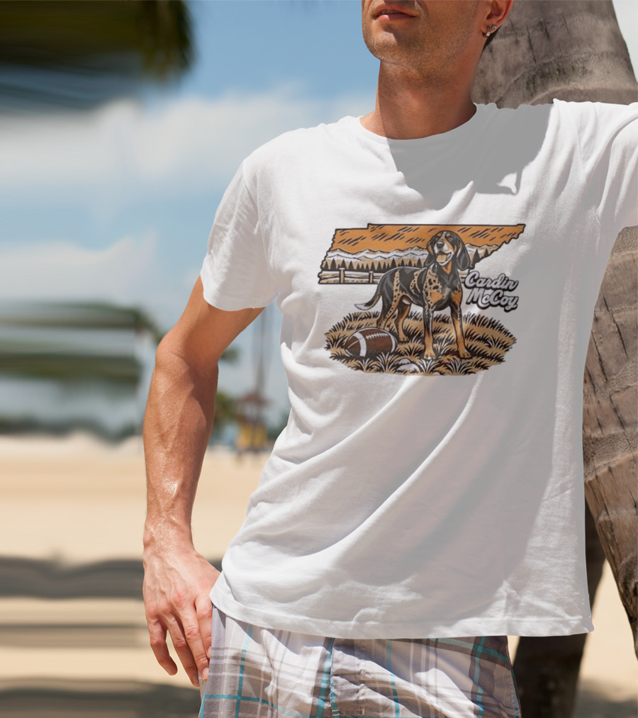 Cardin McCoy Tennessee Bluetick Coonhound Football Landscape T-Shirt