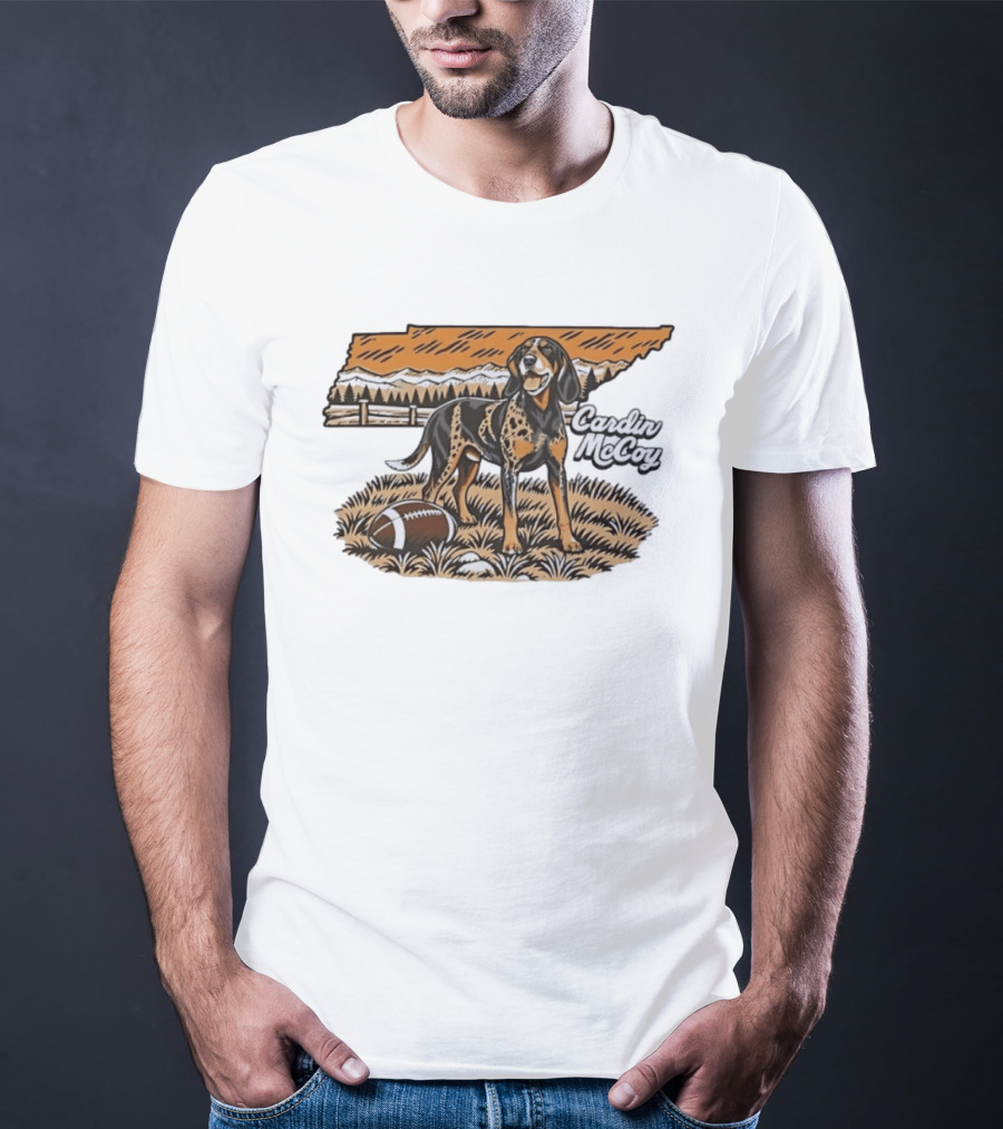 Cardin McCoy Tennessee Bluetick Coonhound Football Landscape T-Shirt