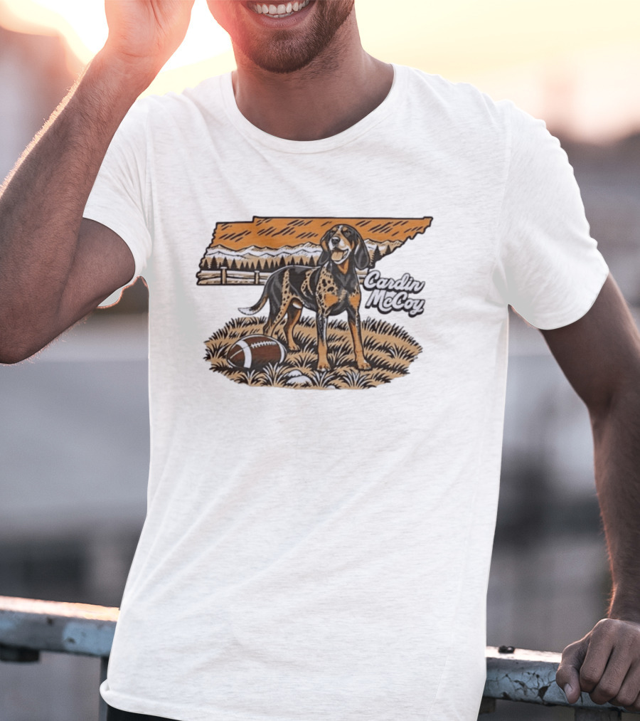 Cardin McCoy Tennessee Bluetick Coonhound Football Landscape T-Shirt