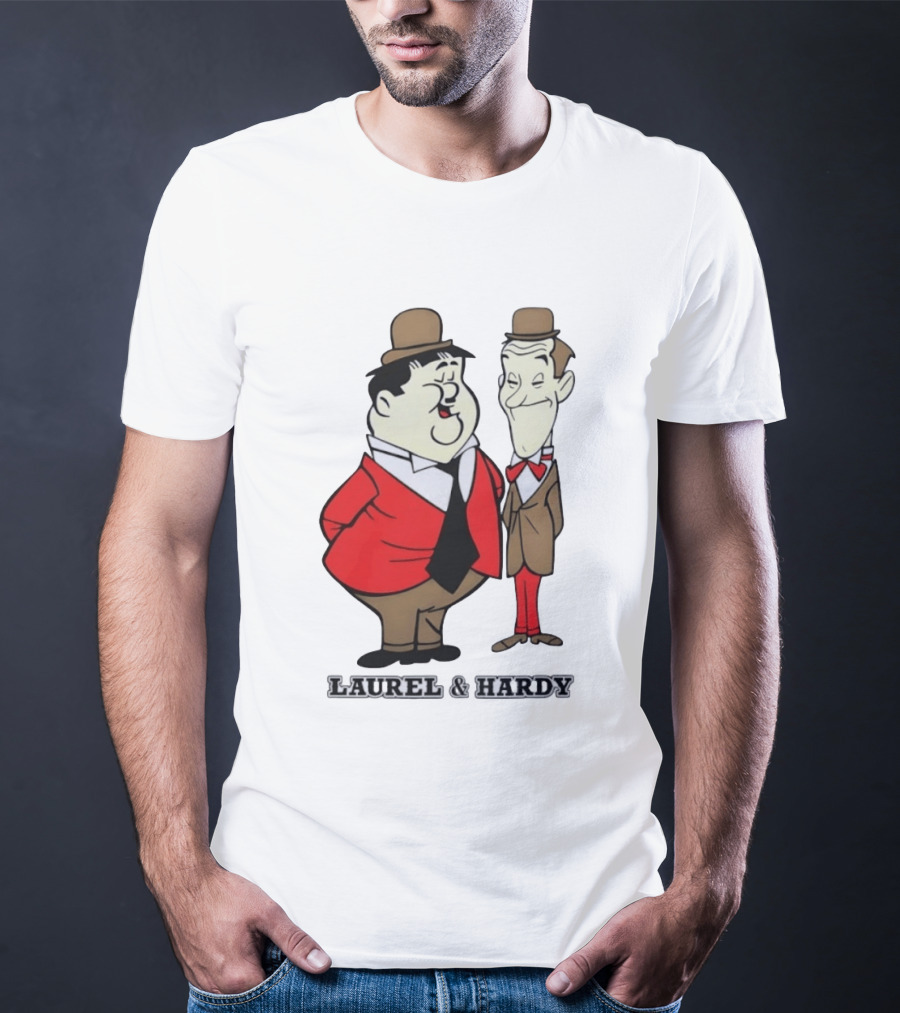 Laurel And Hardy Cartoon Style Classic Comedy T-Shirt
