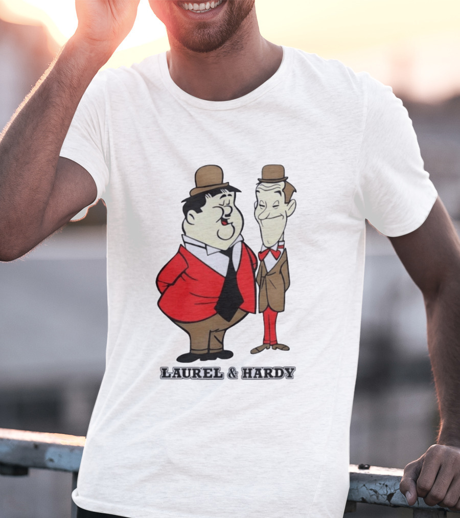Laurel And Hardy Cartoon Style Classic Comedy T-Shirt