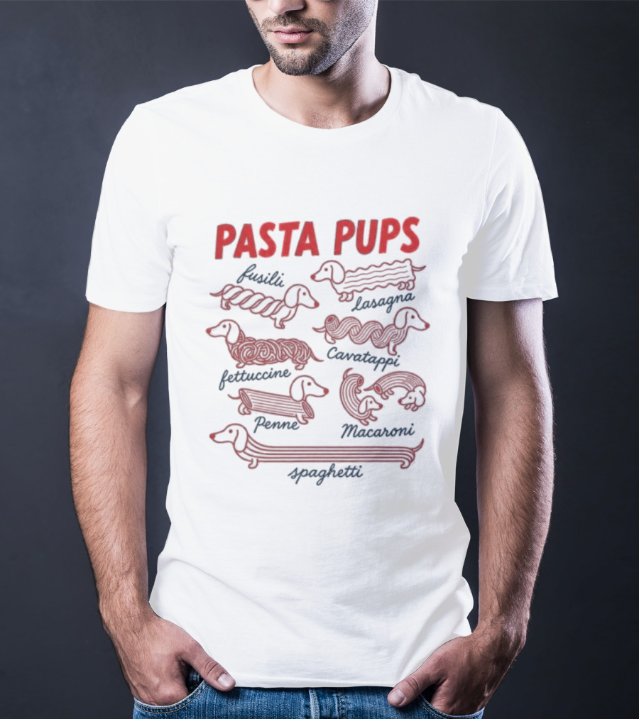Pasta Pups Fusilli Lasagna Fettuccine Cavatappi Penne Macaroni Spaghetti Dogs T-Shirt