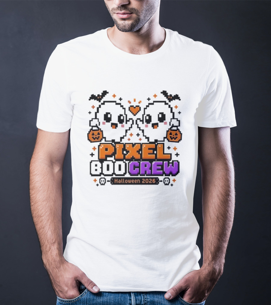 Pixel Boo Crew Halloween 2026 Ghosts Cute Pixelated Spooky Fun T-Shirt