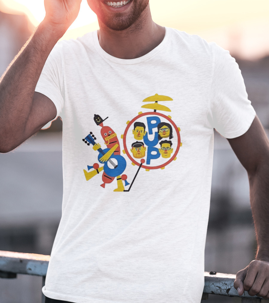 Pup Band Punk Rock Music Cartoon Characters Drums T-Shirt