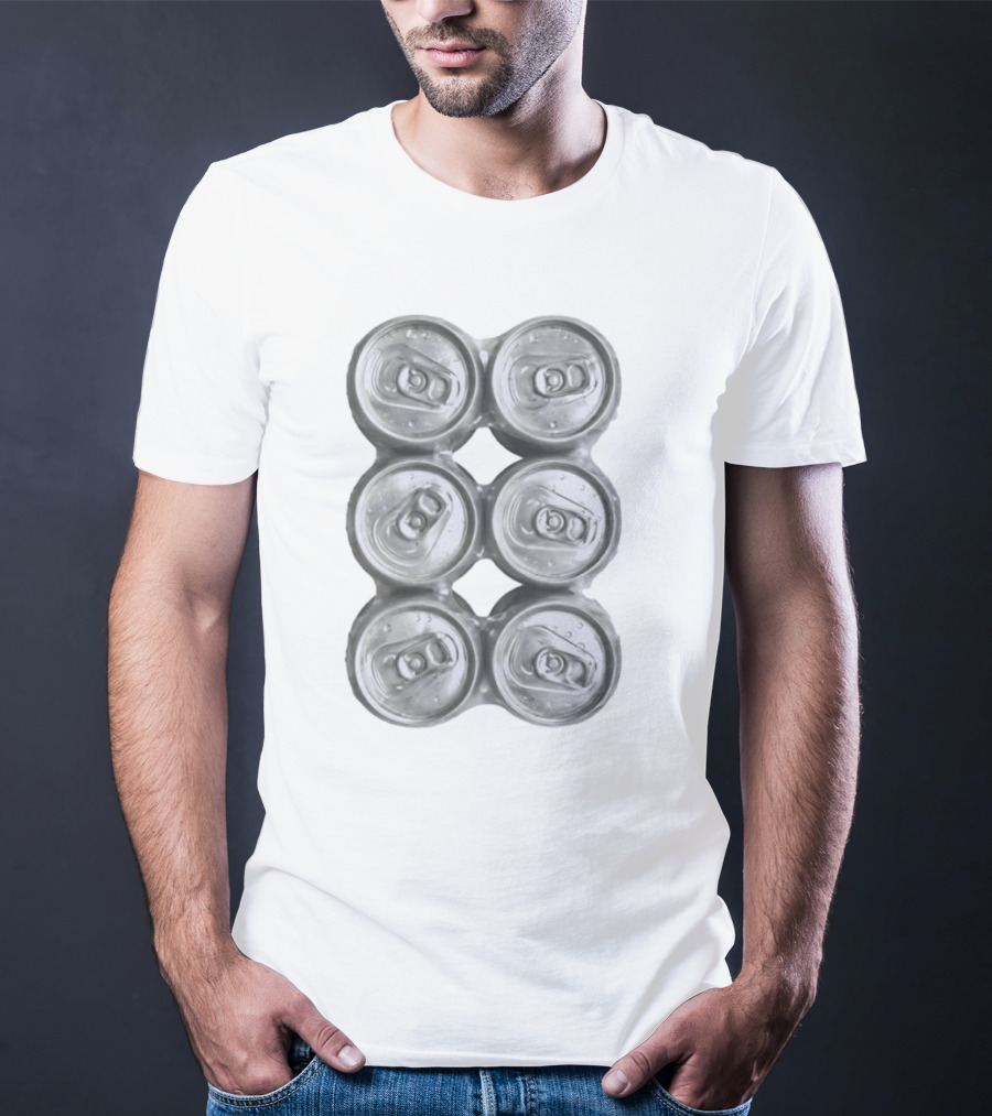 Six Pack Of Aluminum Beverage Cans Top View Realistic T-Shirt