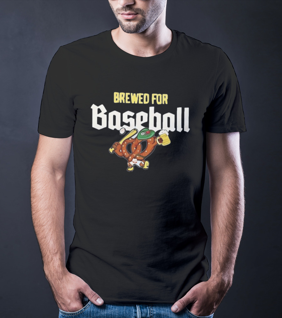 Brewed For Baseball Beer Pretzel And Bat Fun Sports Drink Combo T-Shirt