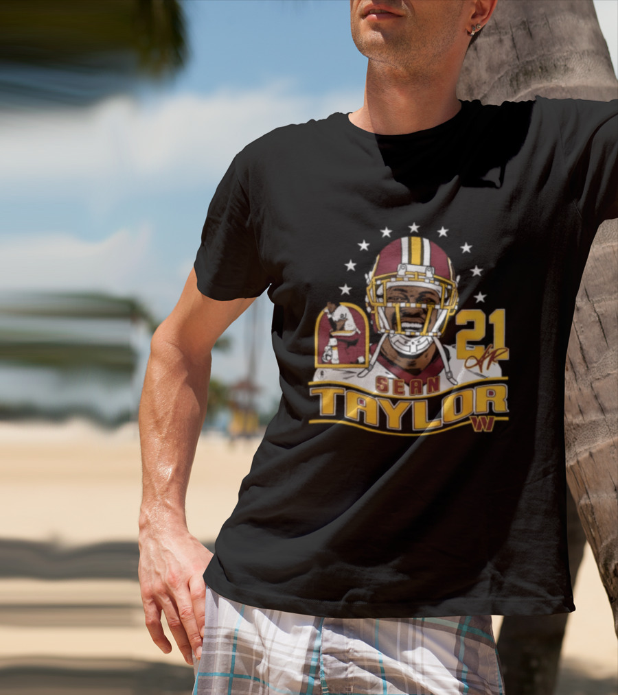 Sean Taylor Washington Commanders Player Helmet Stars 21 Signature T-Shirt