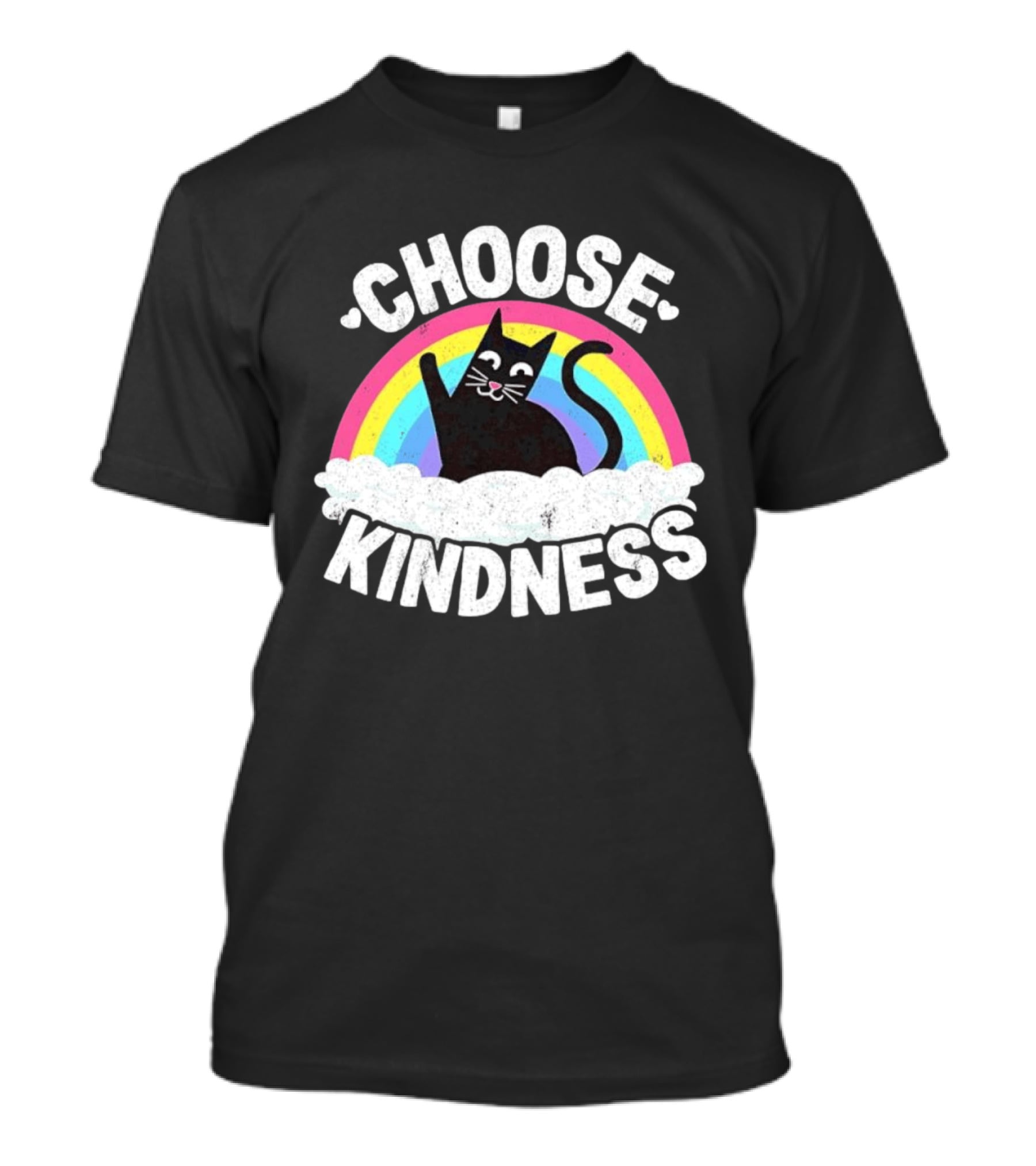 Choose Kindness Black Cat Rainbow T-Shirt
