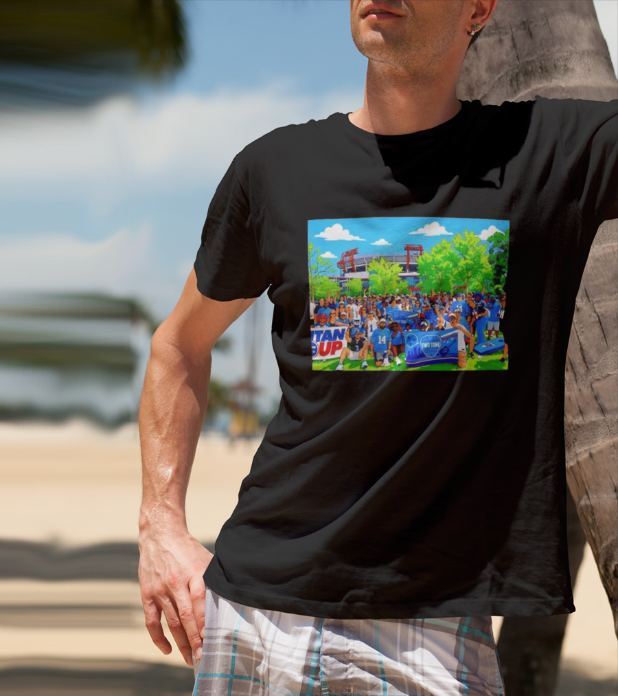 Tennessee Titans Titan Up Two Tone Blue Nation Tailgate Fans Stadium Scene T-Shirt
