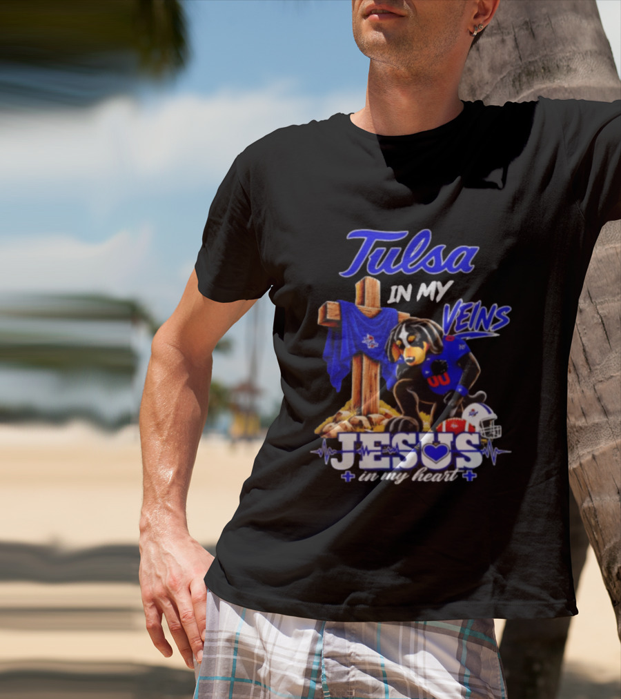 Tulsa Golden Hurricane Dog Faith Football Jesus In My Heart T-Shirt