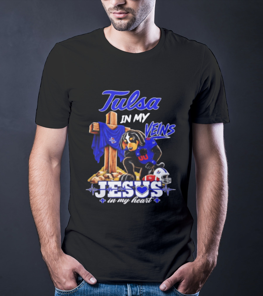 Tulsa Golden Hurricane Dog Faith Football Jesus In My Heart T-Shirt