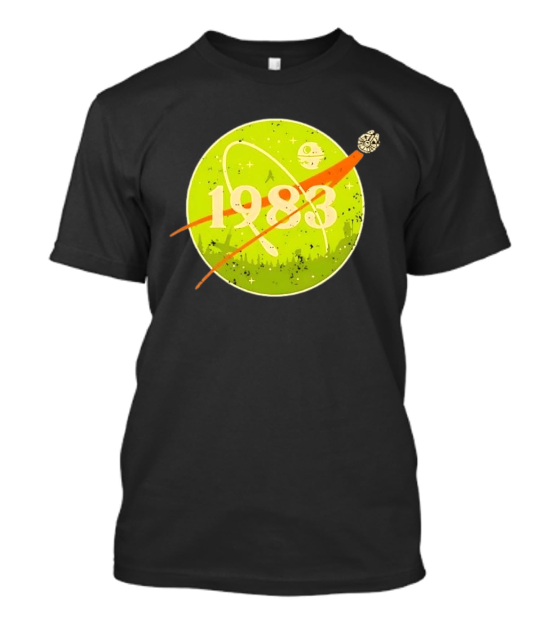 1983 Star Wars Endor Mission Distressed NASA Style Spaceship Moon T-Shirt