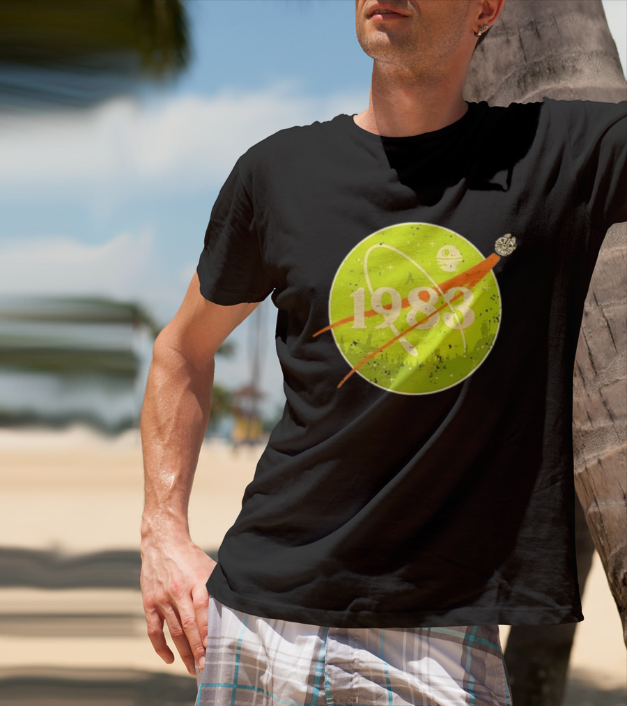 1983 Star Wars Endor Mission Distressed NASA Style Spaceship Moon T-Shirt