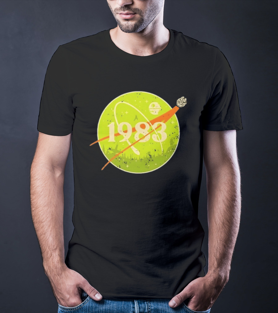 1983 Star Wars Endor Mission Distressed NASA Style Spaceship Moon T-Shirt