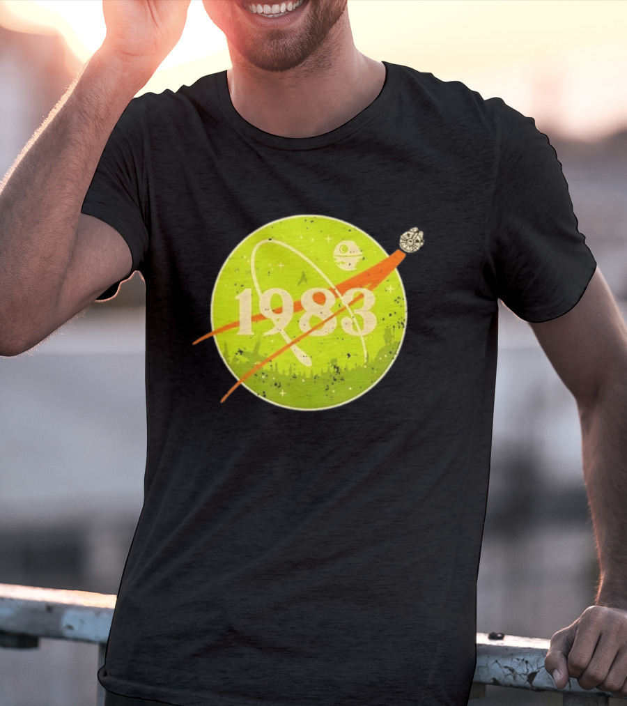 1983 Star Wars Endor Mission Distressed NASA Style Spaceship Moon T-Shirt