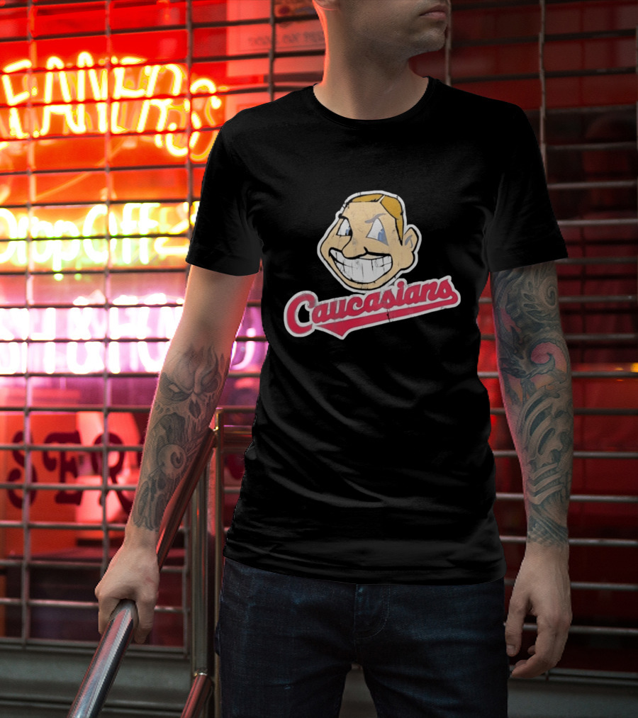 Caucasians Distressed Satire Grinning T-Shirt