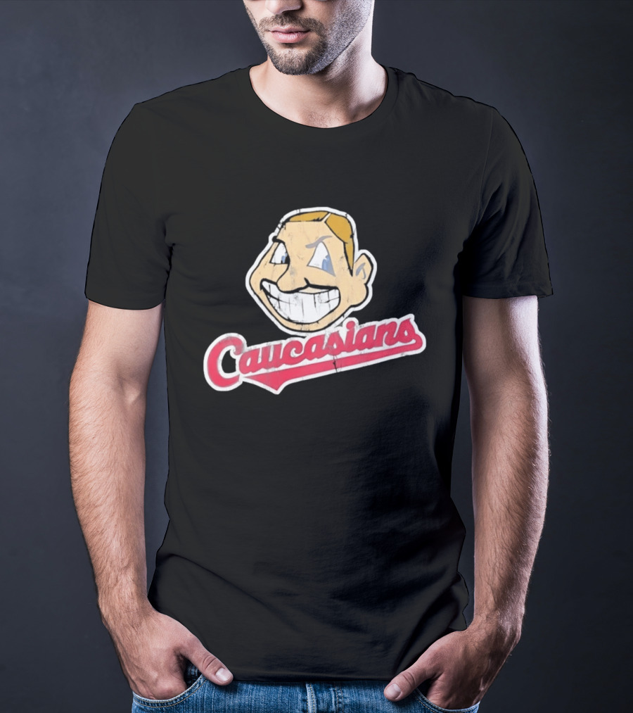 Caucasians Distressed Satire Grinning T-Shirt