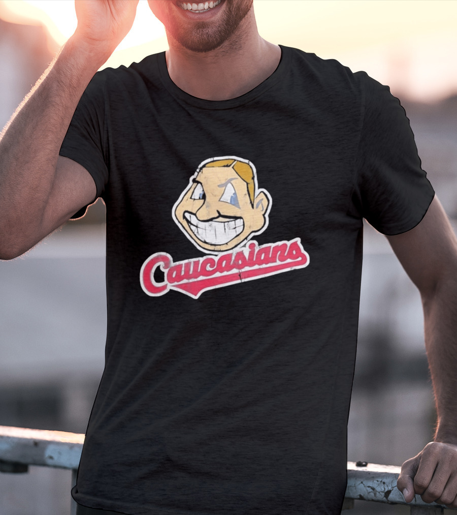 Caucasians Distressed Satire Grinning T-Shirt