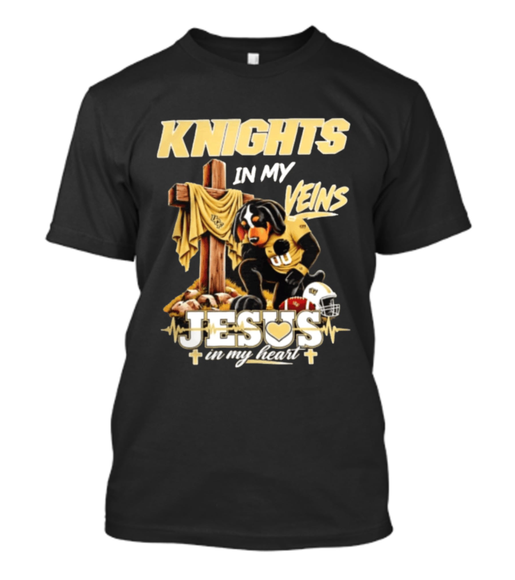 UCF Knights Dog Football Jesus Cross Faith In My Heart T-Shirt