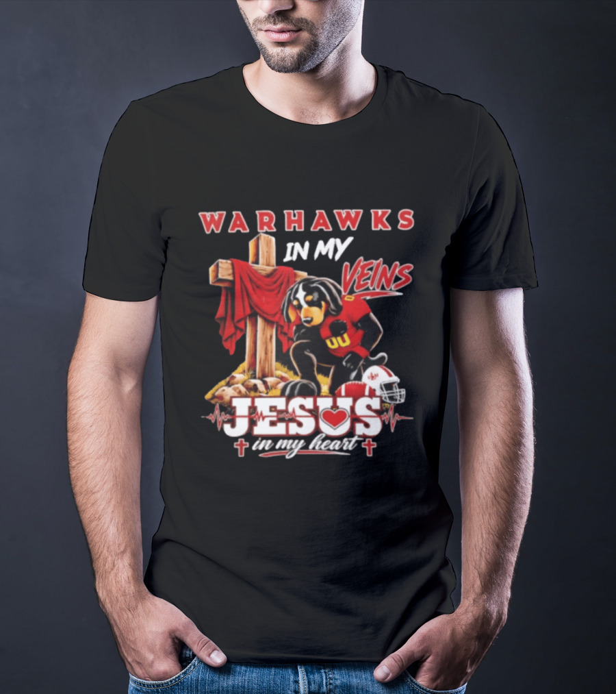 Warhawks In My Veins Jesus In My Heart Faith Football Ul Monroe T-Shirt