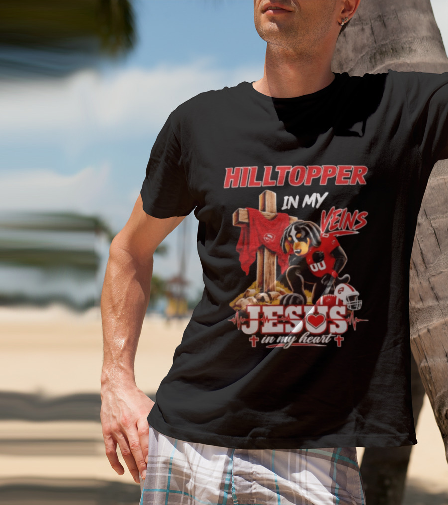 Western Kentucky Hilltopper In My Veins Jesus In My Heart Football Faith T-Shirt
