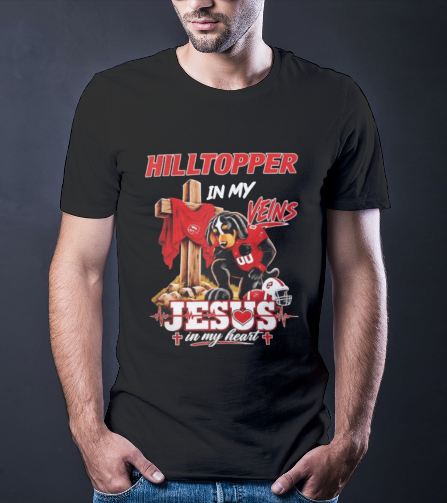 Western Kentucky Hilltopper In My Veins Jesus In My Heart Football Faith T-Shirt