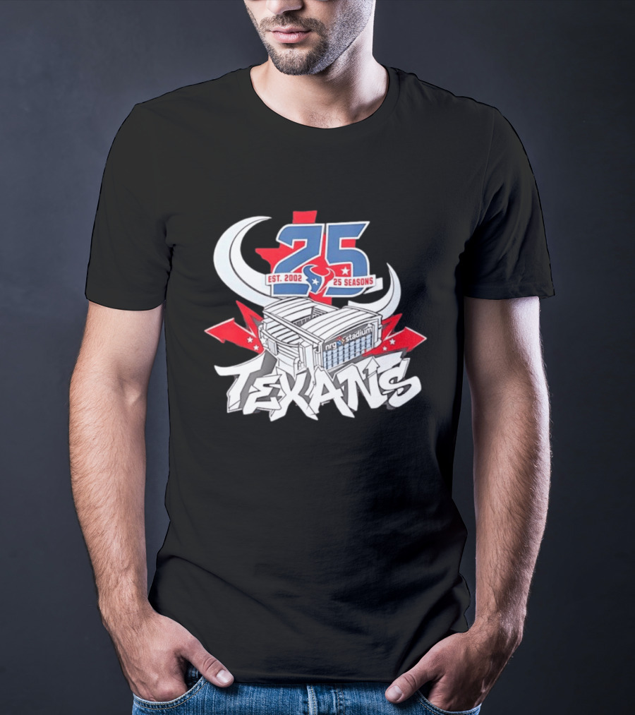 Houston Texans Est. 2002 25 Seasons NRG Stadium Anniversary T-Shirt