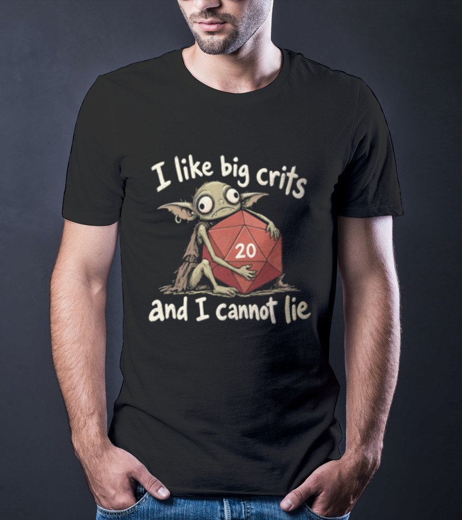 I Like Big Crits And I Cannot Lie Green Goblin Hugging Red 20 Die Dungeons And Dragons T-Shirt