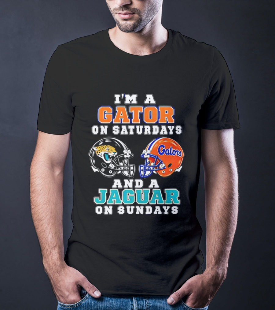 I'm A Gator On Saturdays And A Jaguar On Sundays Football Helmets T-Shirt