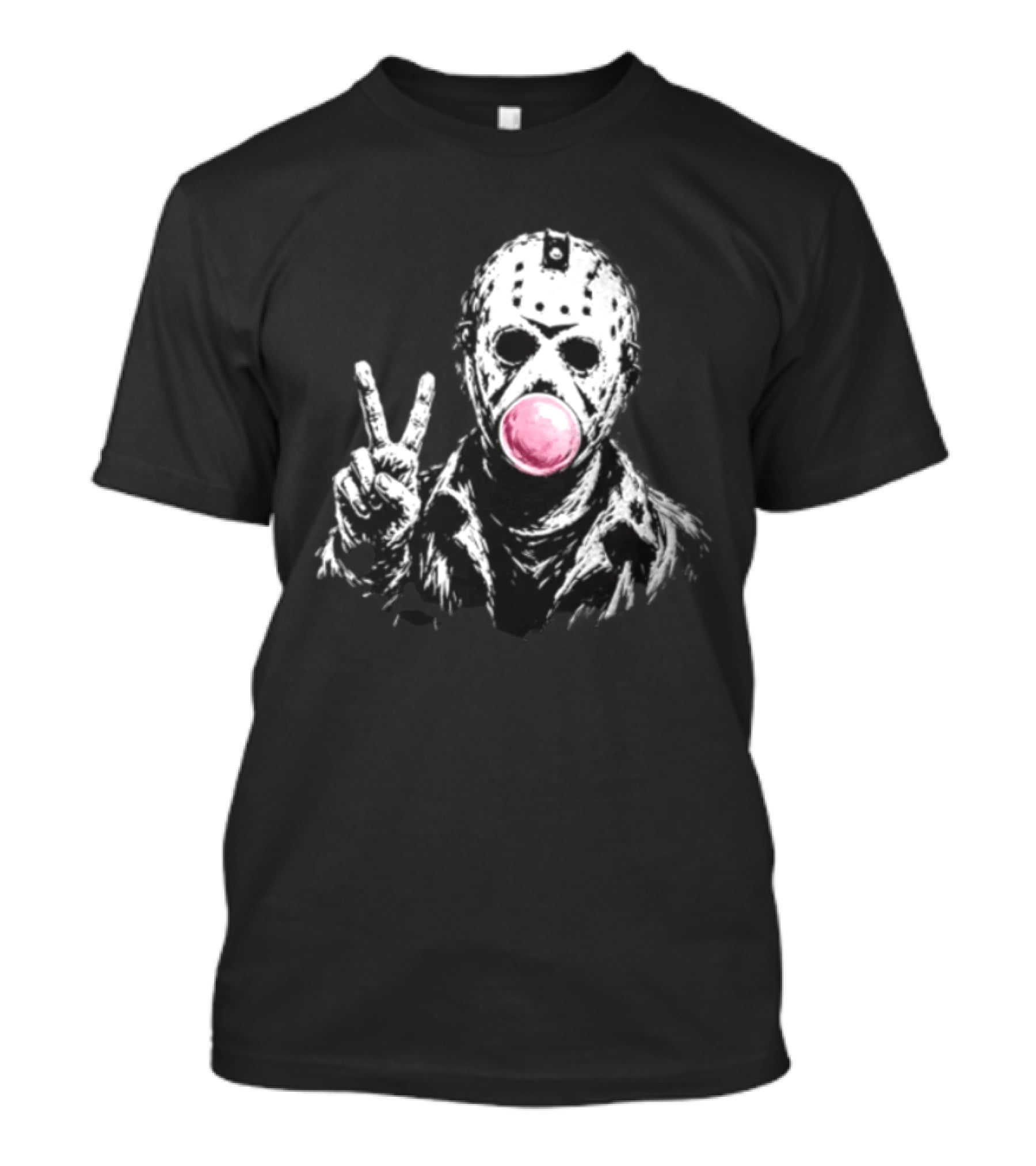 Jason Voorhees Hockey Mask Peace Sign Bubble Gum T-Shirt