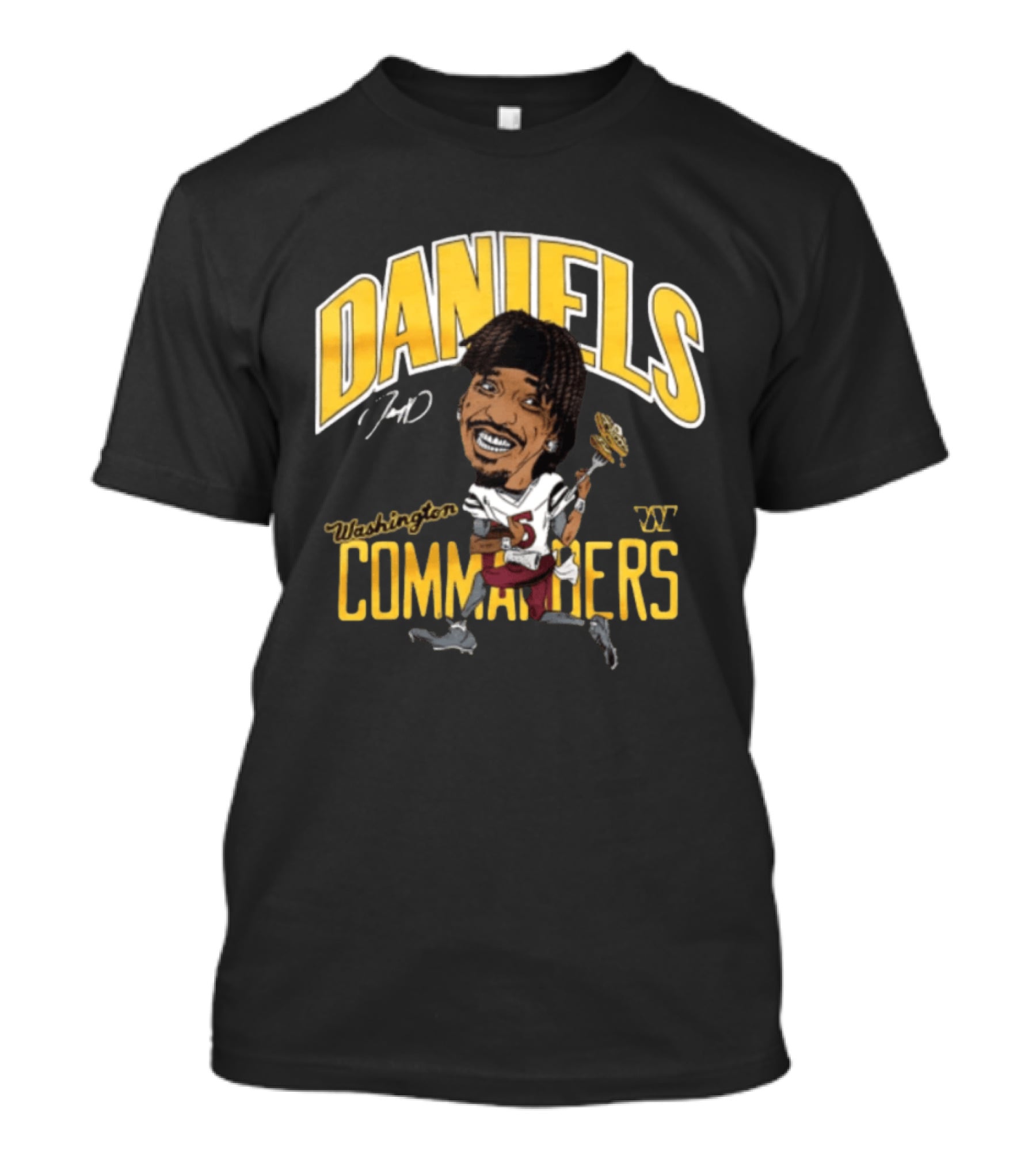 Daniels 7 Washington Commanders Caricature Player Holding Waffle Fork T-Shirt