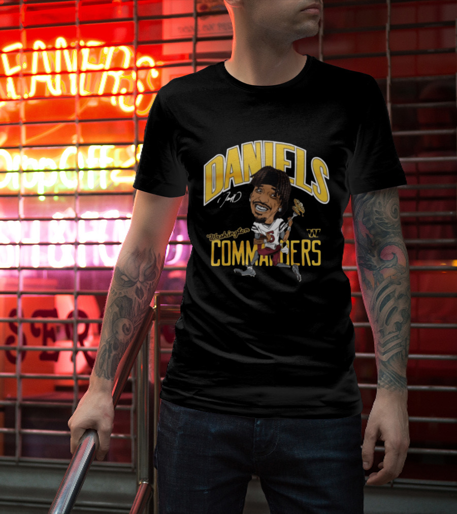 Daniels 7 Washington Commanders Caricature Player Holding Waffle Fork T-Shirt